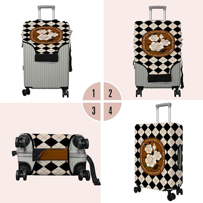 Travel Luggage Cover Suitcase Protector Fits 18-32 Inch Wheel Covers PatternedTravel Related Items Flower Luggage Protector Elastic L