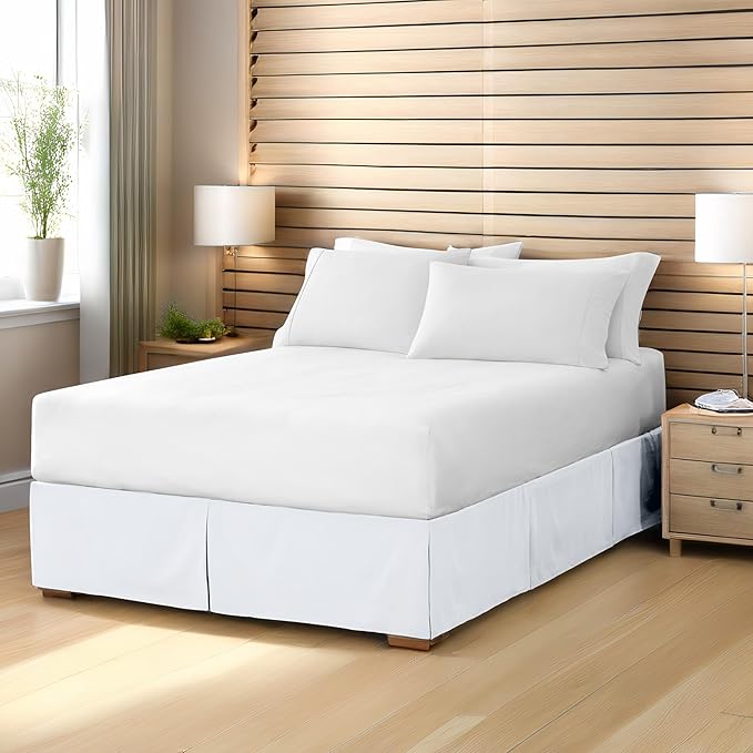 Bare Home Full Bed Skirt - 15-Inch Tailored Drop Easy Fit - Bed Skirt for Beds - Center & Corner Pleats (Full, Sand)