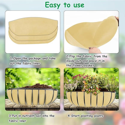 3PCS 30 Inch Planter Basket Liners Fabric Window Box Liners Felt Trough Planter