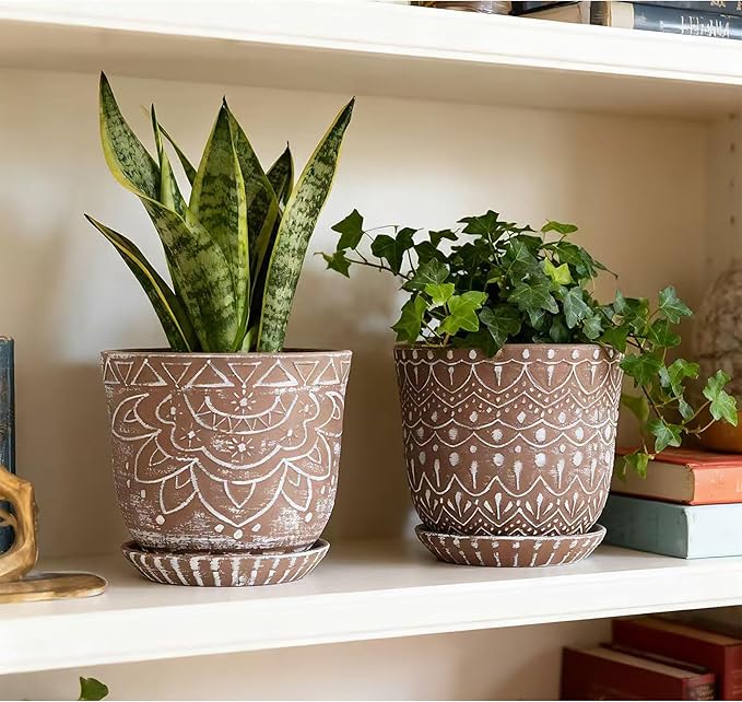 Gepege Ceramic Planter, 6 Inch Plant Pot