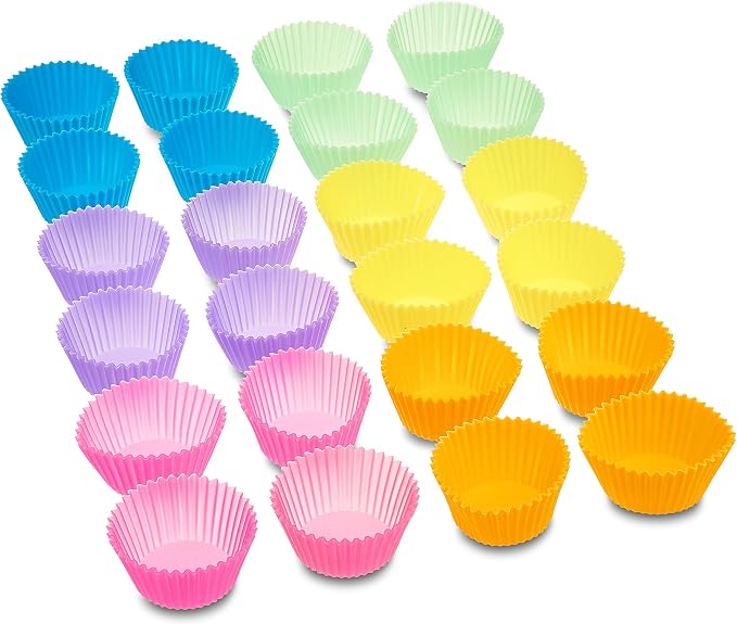 Amazon Basics Reusable Non-Stick Silicone Baking Cups, BPA Free, Dishwasher Safe