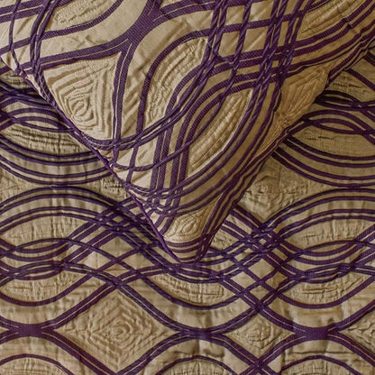 The HomeCentric King/Queen/Twin Plum Designer Full 68"x18" Bed Runner with Pillow Cover, Quilted Bed Scarf on Jacquard Fabric - Plum Swirls