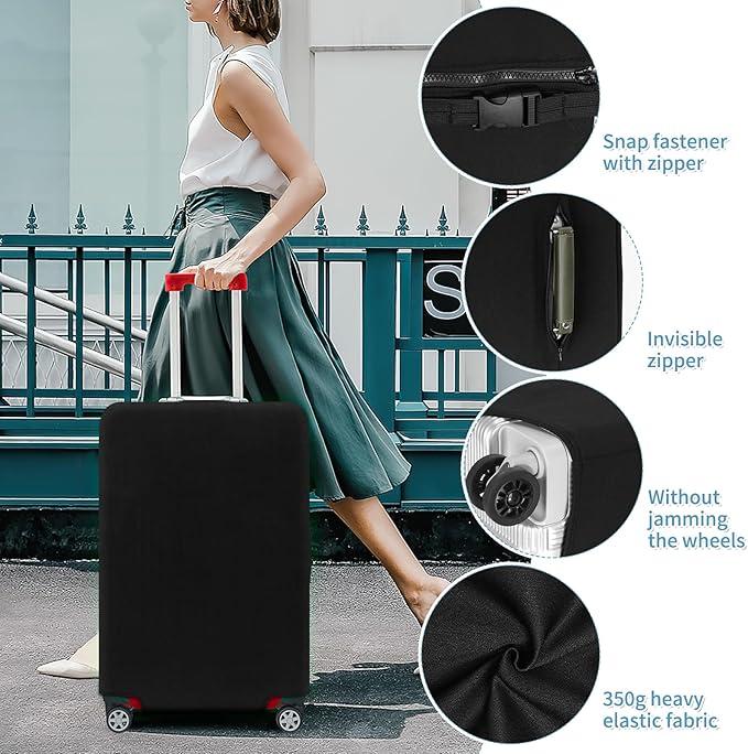 Yotako Luggage Cover,Thicker Luggage Protector Elastic Suitcase Cover Protector, Travel Anti Scratch Fits 18-32 Inch Suitcase Travel Accessories (20“, Black)