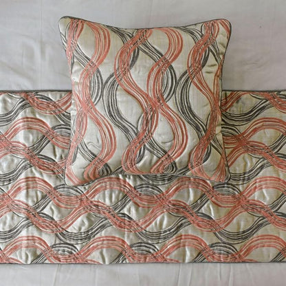 The HomeCentric King/Queen/Twin Orange Designer CA King 86"x18" Bed Runner Without Pillow Cover, Swirls & Quilted Bed Scarf on Jacquard Fabric - Orange Twirls