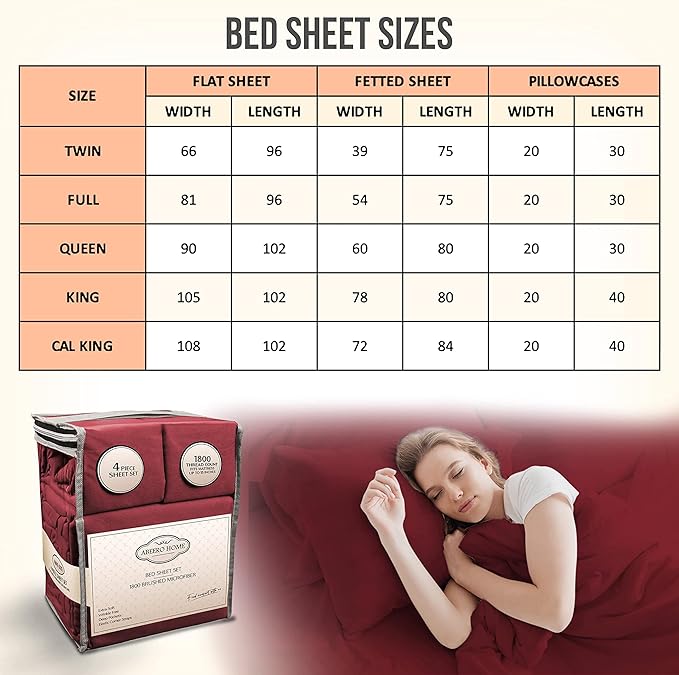 Full Size Bed Sheets Cooling - Luxury Hotel Sheet Set - Soft Sheets with Elastic Corner Strap - Deep Pocket Microfiber Bedsheet - Bedding Sheet & Pillowcases - 4 PC (Full Size, Burgundy)