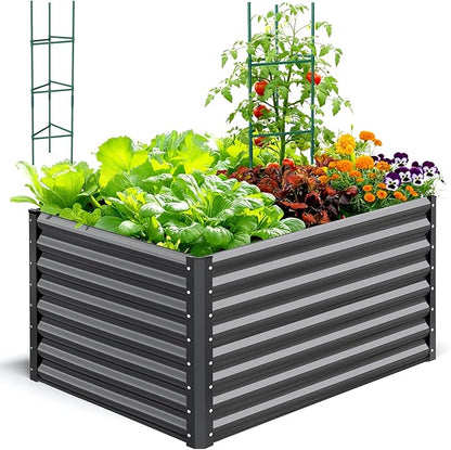 Quictent Galvanized Raised Garden Bed 4x3x2ft Tall Garden Bed Extra Height