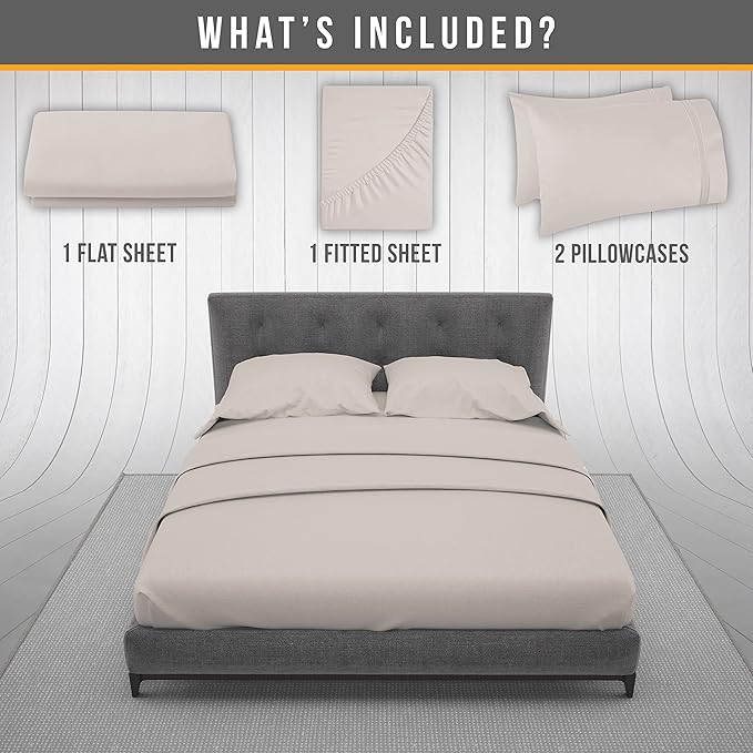 California King Sheet Sets - Luxury Hotel Bed Sheets - Soft Cooling Sheets with Elastic Corner Straps - Deep Pocket Microfiber - Bedding Sheet & Pillowcases - 4 PC (Cal King Size, Beige)