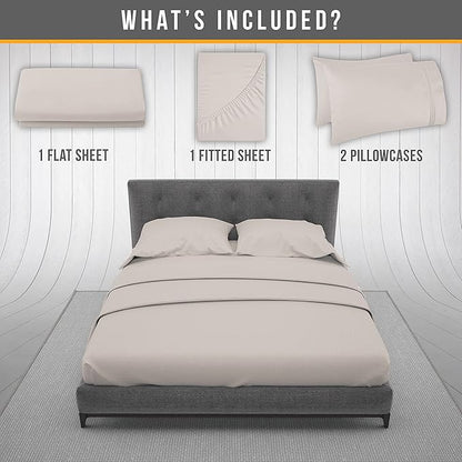 California King Sheet Sets - Luxury Hotel Bed Sheets - Soft Cooling Sheets with Elastic Corner Straps - Deep Pocket Microfiber - Bedding Sheet & Pillowcases - 4 PC (Cal King Size, Beige)