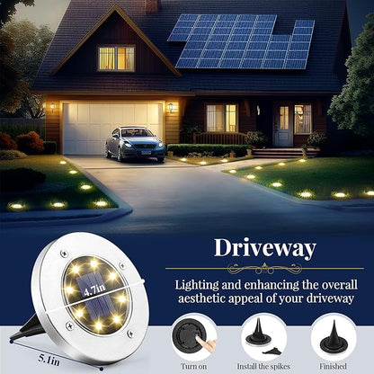 SOLPEX Solar Ground Lights, 12 Pack Solar Lights Outdoor Waterproof, 8 LED