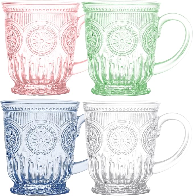 Multi-colored 10oz Glass Mugs