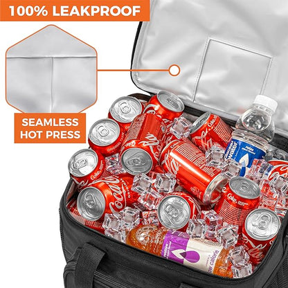 OPUX Soft Cooler Bag, Insulated Collapsible Lunch Cooler Tote for Men Work Camping Beach Travel, Portable Soft Sided Leakproof Waterproof Large Lunch Bag Box with Shoulder Strap 40 Cans, Black