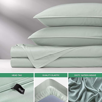 Pure Bamboo Twin Sheets, Genuine 100% Organic Viscose Derived from Bamboo Bed Sheet Set, Luxuriously Soft & Cooling, Double Stitching, 2 Year Quality Promise (Twin, Sea Glass)