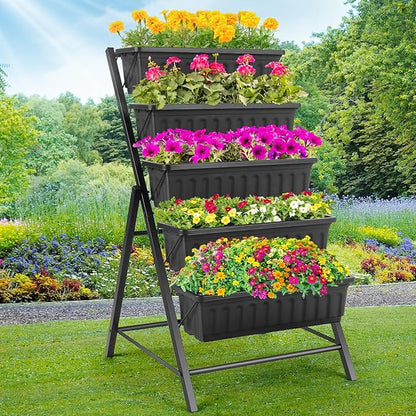 Homdox 5-Tier Elevated Garden Bed- Freestanding Vertical Raised Bed