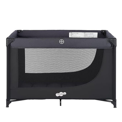 Pamo Babe Portable Crib Baby Playpen with Mattress and Carry Bag (Black)