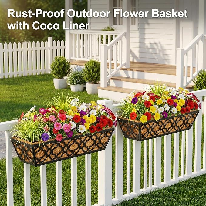 HFHOME 2 Pcs 30" Window Box Deck Railing Planter