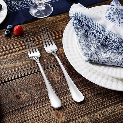 KEAWELL Premium Verona 20-Piece Silverware Set for 4, Heavy Duty – 18/10 Stainless Steel, Brilliant Mirror Finish, Smooth Edges, Dishwasher Safe (20, Silver)