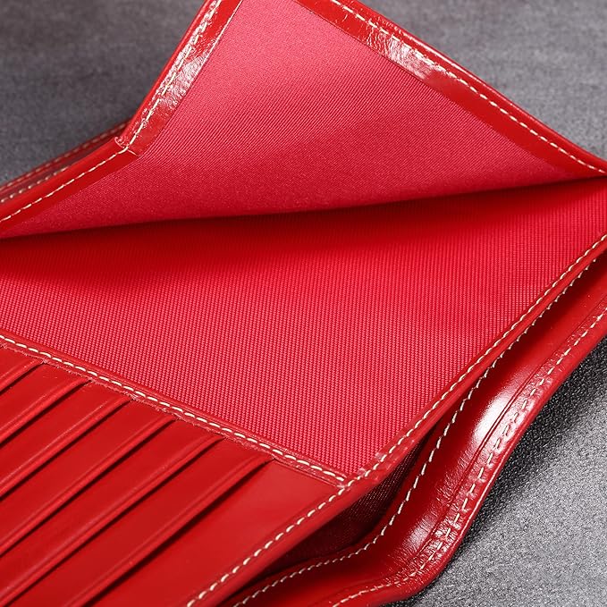 HISCOW Italian Leather Passport Holder for Travel - RFID Blocking Wallet Cover with Secure Organizer for Men & Women, US & Foreign Trips, Antiqued Red