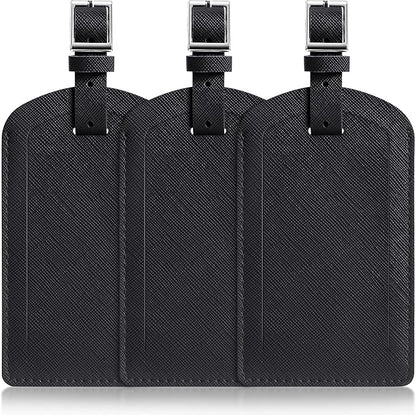 3 Pack Luggage Tags for Suitcases, TSA Approved Bag Tags, Baggage Tags with Privacy Protection, Travel Essentials Luggage Accessories, Black