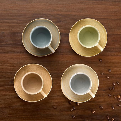 KooK Espresso Mug and Saucer Set, Ceramic Cups and Plates