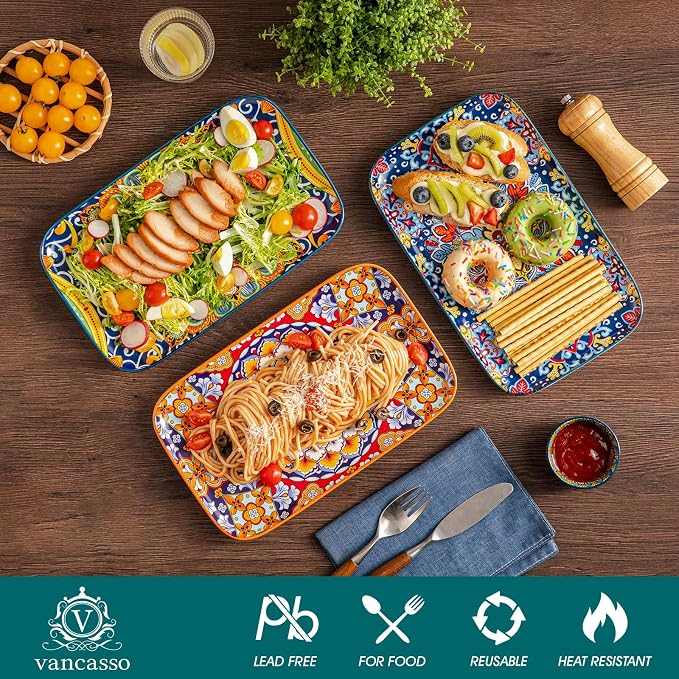 vancasso Serving Platters Set of 4, Microwave & Dishwasher Safe
