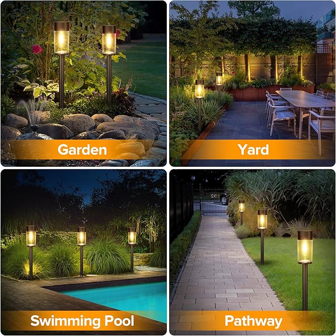 UME 8 Pack Solar Pathway Lights Outdoor, Bright Solar Garden Lights