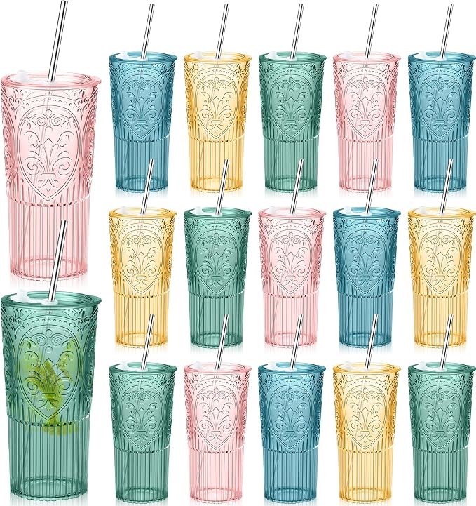 16 Set 20oz Vintage Plastic Tumbler