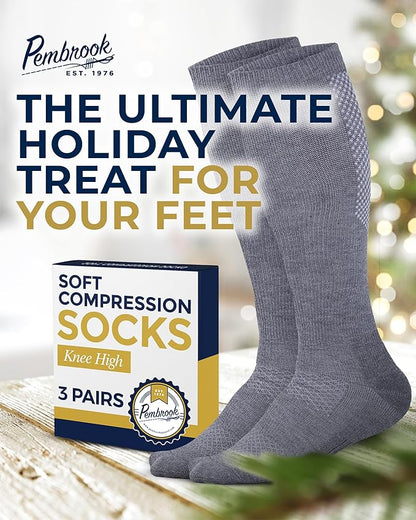 Pembrook Light Compression Socks for Men - 3 Pairs | 8-15 mmhg Compression Dress Socks for Men | Support Socks for Men