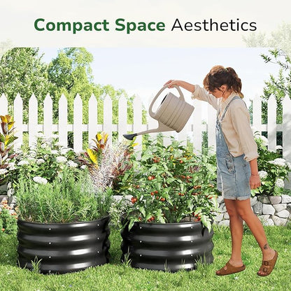 GreatBuddy 2x2x1 ft Round Galvanized Raised Bed, Easy-Assembly Raised Garden Bed