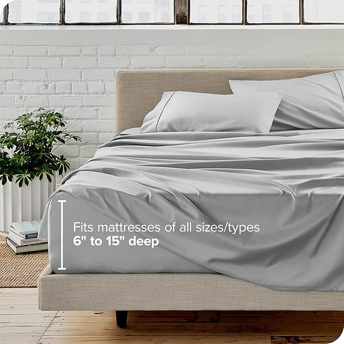Bare Home California King Sheet Set - 1800 Ultra-Soft Microfiber Cal King Bed Sheets - Double Brushed - Deep Pockets - Easy Fit - 4 Piece Set - Bed Sheets (Cal King, French Grey)