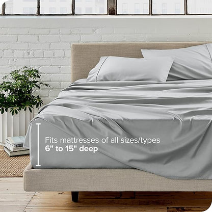 Bare Home California King Sheet Set - 1800 Ultra-Soft Microfiber Cal King Bed Sheets - Double Brushed - Deep Pockets - Easy Fit - 4 Piece Set - Bed Sheets (Cal King, French Grey)