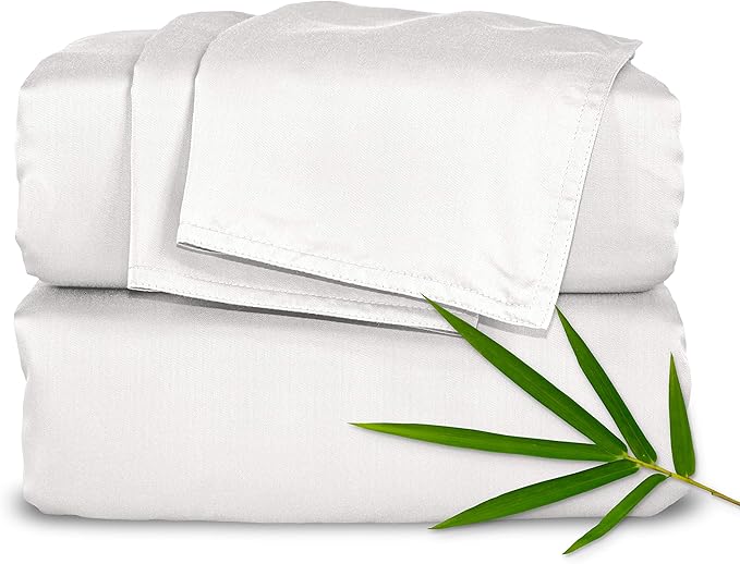 Pure Bamboo Short Queen Sheets for RV Camper (60"x75") - Genuine 100% Organic Viscose Derived from Bamboo Bed Sheet Set, Soft & Cooling, 2 Year Quality Promise (Short Queen, White)