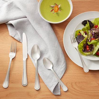 Amazon Basics Silverware Set, Stainless Steel Flatware, Dishwasher Safe