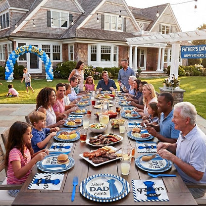 100 Pcs Disposable Father's Day Party Tableware Set
