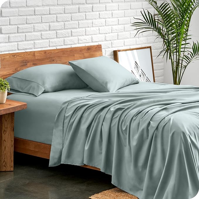Bare Home Full XL Sheet Set - Luxury 1800 Ultra-Soft Microfiber Full Extra Long Bed Sheets - Double Brushed - Deep Pockets - Easy Fit - 4 Piece Set - Bedding Sheets & Pillowcases (Full XL, Sea Spray)
