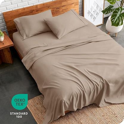 Bare Home Full Sheet Set - Luxury 1800 Ultra-Soft Microfiber Full Bed Sheets - Double Brushed - Deep Pockets - Easy Fit - 4 Piece Set - Bedding Sheets & Pillowcases (Full, Pebble)