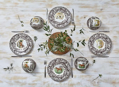 Spode Woodland Thoroughbred Horse 10.5" Dinner Plate - Fine Earthenware, Dishwasher & Microwave Safe, Made in England - Seasonal Dinnerware for Holiday Table Settings, Warm Oven Safe to 225°F