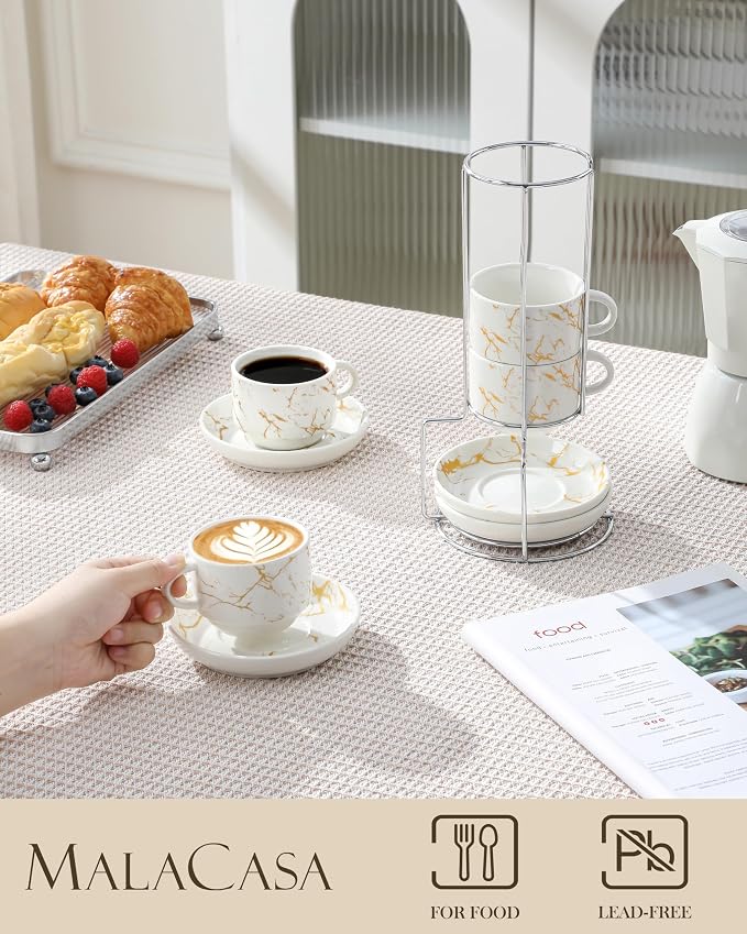 MALACASA 4 OZ Porcelain Espresso Cups