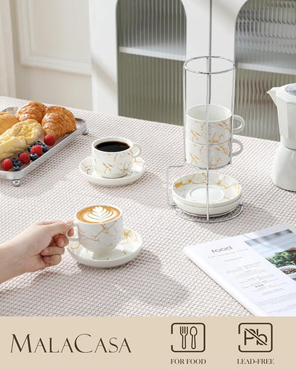 MALACASA 4 OZ Porcelain Espresso Cups