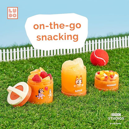 Whiskware Bluey Stackable Snack Containers for Kids and Toddlers, 3 Stackable Snack Cups for School and Travel, Bluey and Bingo, Hooray!