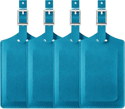Travelambo Luggage Tags for Suitcases PU Leather Travel Tags Bag Tags Privacy Protection Travel Essentials