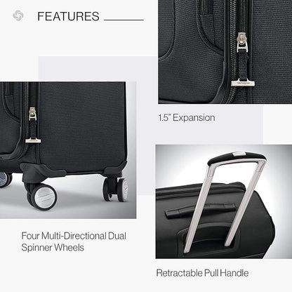 Samsonite Solyte DLX Softside Expandable Luggage with Spinner Wheels, Midnight Black, Checked-Medium 25-Inch