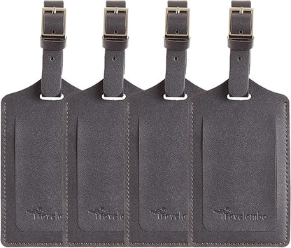 Travelambo Luggage Tags for Suitcases PU Leather Travel Tags Bag Tags Privacy Protection Travel Essentials