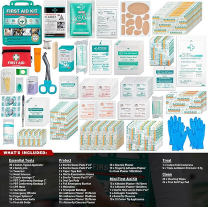 General Medi 360 Pieces Hardcase First Aid Kit - Comprehensive Large First Aid Box Contains Premium Medical Supplies for Travel, Home, Office, Vehicle, Camping, Workplace & Outdoor