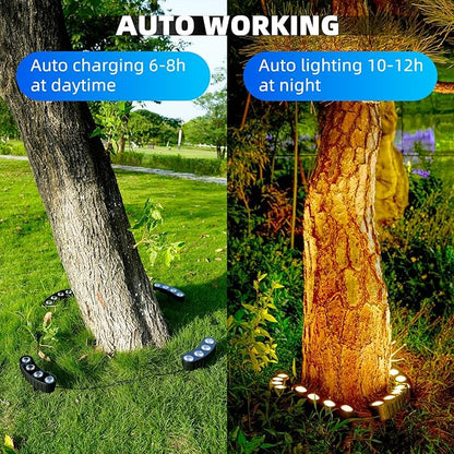 Solar Palm Tree Lights Outdoor, 2000MAH Ring LED Landscape Uplights