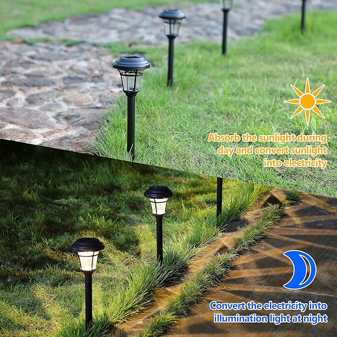 MAGGIFT 12 Pack Solar Pathway Lights Outdoor Solar Garden Lights