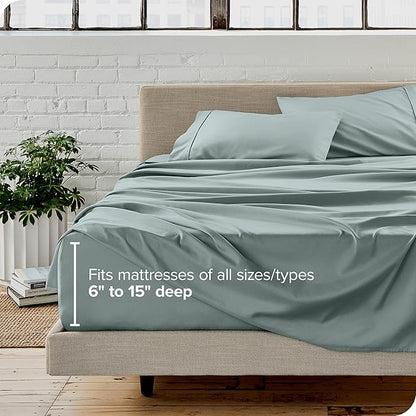 Bare Home King Sheet Set - Luxury 1800 Ultra-Soft Microfiber King Bed Sheets - Double Brushed - Deep Pockets - Easy Fit - 4 Piece Set - Bedding Sheets & Pillowcases (King, Sea Spray)