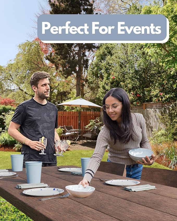 PartyPrints 10 Pack 16 oz Placid Blue Reusable Blank Plastic Cups, Stadium Cups