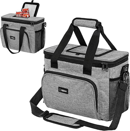 OPUX Soft Cooler Bag, Insulated Collapsible Lunch Cooler Tote for Men Work Camping Beach Travel, Portable Soft Sided Leakproof Waterproof Large Lunch Bag Box with Shoulder Strap 30 Cans, Heather Gray