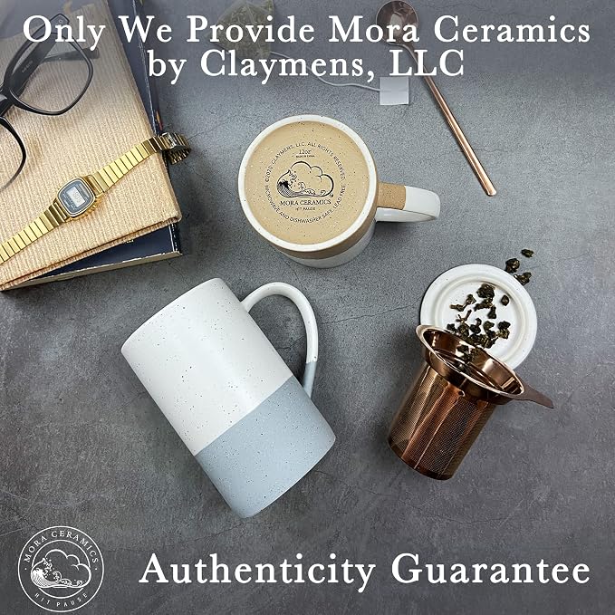 Mora Ceramics Tea Cup with Loose Leaf Infuser, Spoon and Lid, 12 oz, Microwave