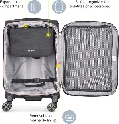 DELSEY PARIS Helium DLX Softside Expandable Luggage with Spinner Wheels, Navy Blue, Carry on 20 Inch